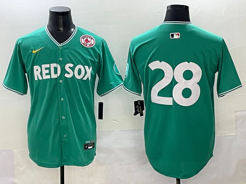 Men 2025 Boston Red Sox 28 No Name Green Joint Name Nike MLB Jersey style 9